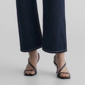 Massimo Dutti Chocolate Brown Leather Heeled Sandals | Size 39 / US 8